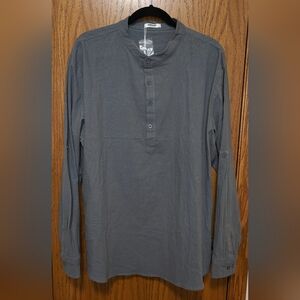 Men's NEW Coofandy Gray Henley Dress Shirt, Size XL